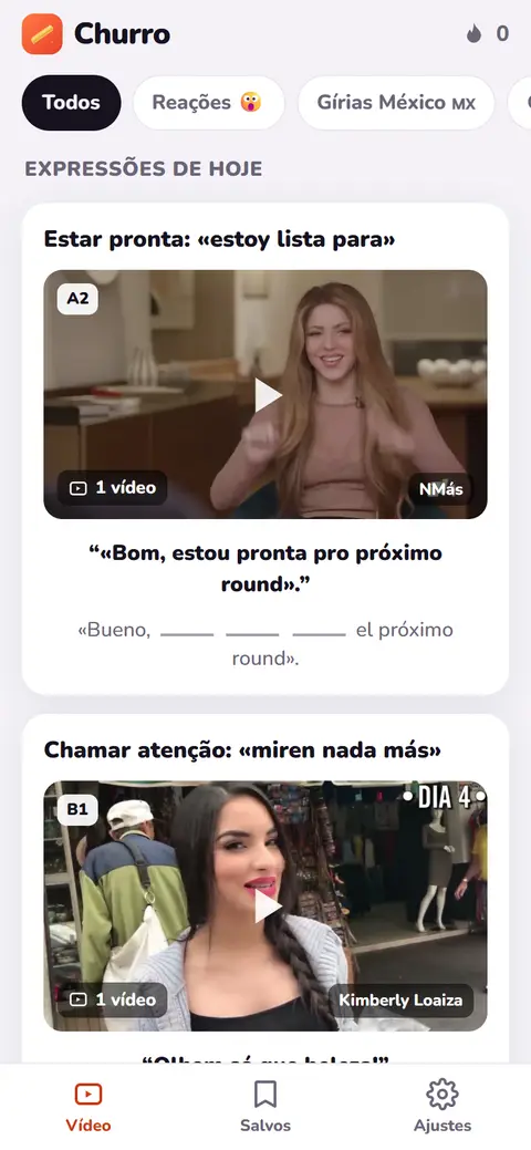 Churro app home screen on a phone