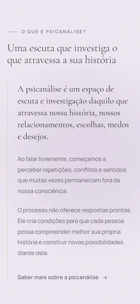 Section about psychoanalysis on geysasalomao.com.br on a phone